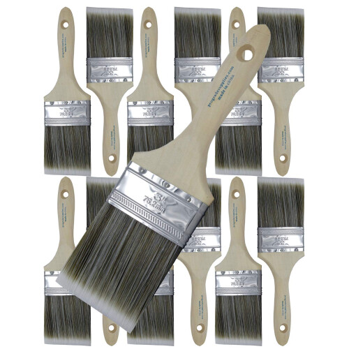 Conjunto de 12 Pincéis Planos de 3 polegadas para Pintura de Paredes/Acabamentos