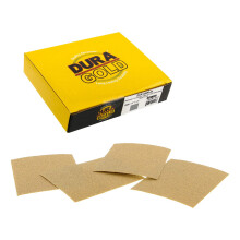 Dura -Gold Premium 1/4 ark guld sandpapirark 80 korn (kasse med 25) - 4,5 """" X 5,5 """" St?rrelse Hook & Loop Backing Tr?m?bler Tr?bearbejdning Aut