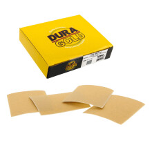 Dura-Gold Premium 1/4 Blatt Gold-Schleifpapierbltter, Krnung 150 (Box mit 25 Stck)  Gre 11,4 x 14 cm, Klettverschluss-Rckseite, Holzmbel, Hol