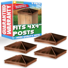 Cubierta de poste piramidal de aluminio GreenLighting 4x4 (paquete de 4 marr   n) compatible con madera nominal de 4x4 (verdadero 3.5 x 3.5) Recubr