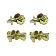 Faultless Tulip Polished Brass Metal Entry Knob and Single cylinder De