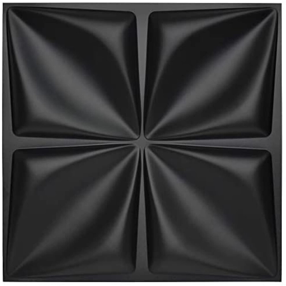 Art3d Matt Black 3D Wall Panel Pvc Flower Design Cover 32 Sqft For In 6975129500035