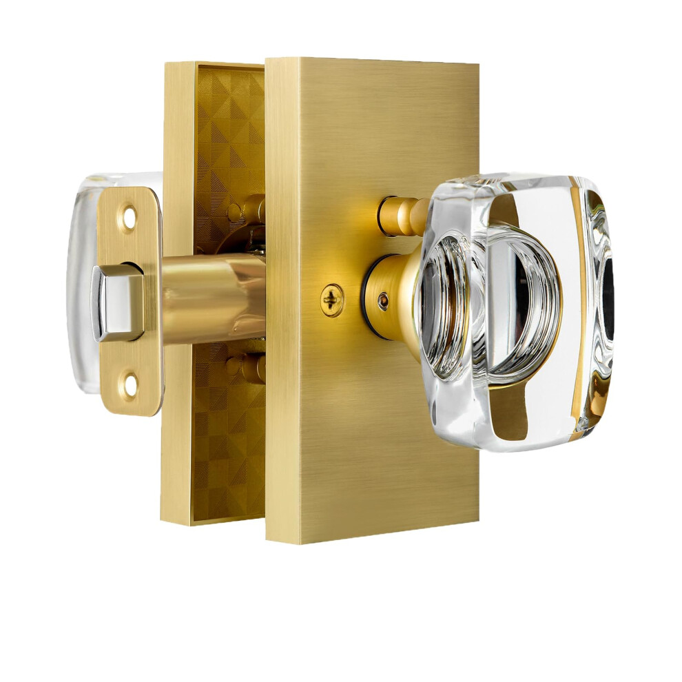 Hiemey Glass Door Knobs Interior With Lock Crystal Gold Door Knobs Privacy Door Knob For Bedroom And Bathroom Satin Brass 653858023181