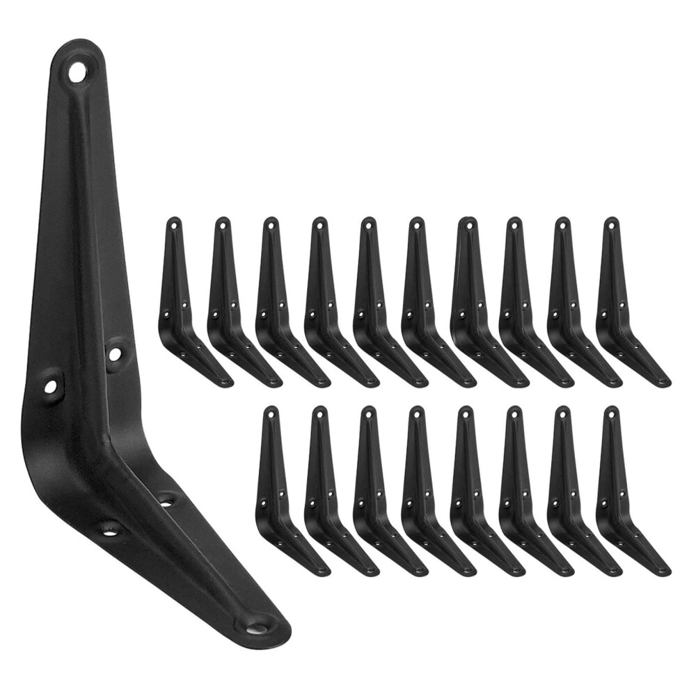 20 Pack Shelf Brackets 4 X 3 Inch Heavy Duty Black Metal Floating Shelves Bracket L Bracket Corner Brace Support Metal Joint 763684322850