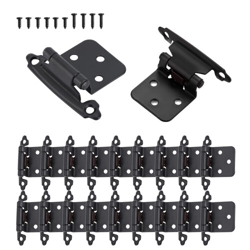20 Pack Cabinet Door Hinges  Matte Black Self Closing Overlay Kitchen