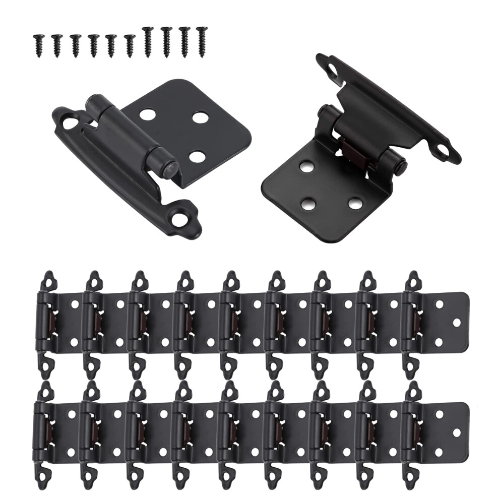 20 Pack Cabinet Door Hinges Matte Black Self Closing Overlay Kitchen 717351807829
