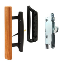 Sliding Glass Patio Door Handle Set Oak Wood Interior Handle and Exter