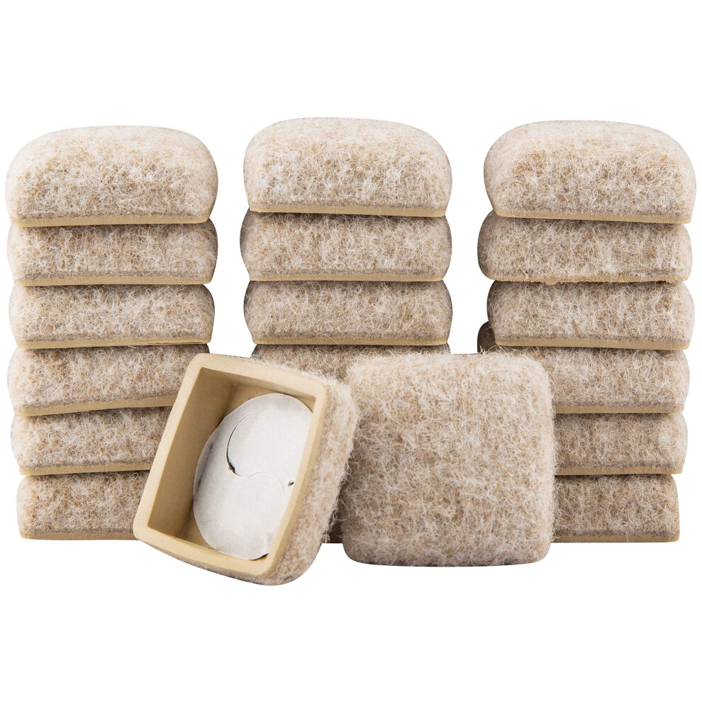Super Sliders 1 1/4"" Square Secure Grip Formed Felt Furniture Pads - Protect Hardwood Tile & Laminate Surfaces Beige (20 Pack) 074523431894