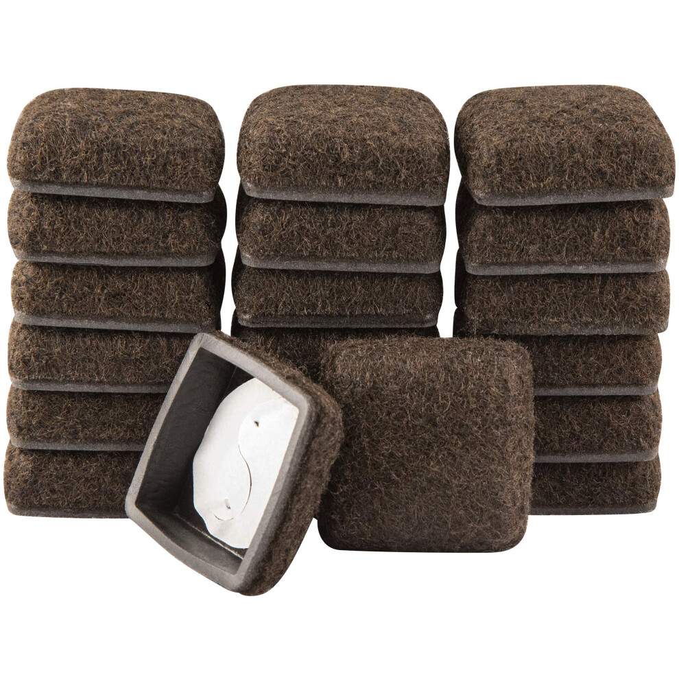 Super Sliders 1 1/4"" Square Secure Grip Formed Felt Furniture Movers For Hardwood Brown (20 Pack) 074523431887