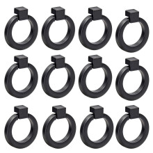 Bonsicoky 12Pcs Puxadores Redondos de Anel para Armários, Preto Fosco