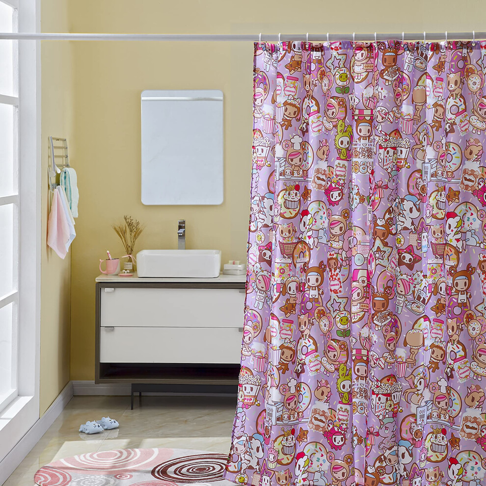 Rideau de douche avec anneaux Tokidoki Sweetshop (violet)