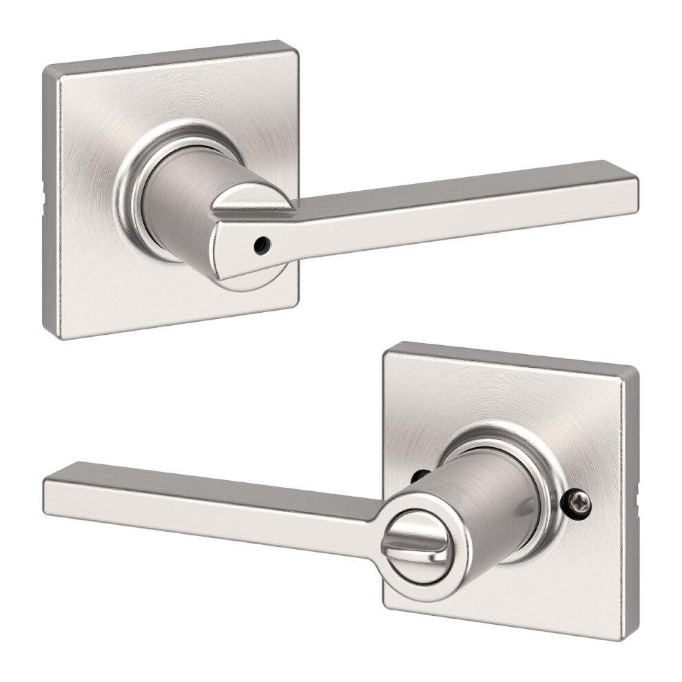 Kwikset Casey InnentüRgriff Mit Schloss, TüRhebel FüR Badezimmer Und Schlafzimmer, Satin-Nickel, Umkehrbarer SchlüSselloser Drehgriff-image