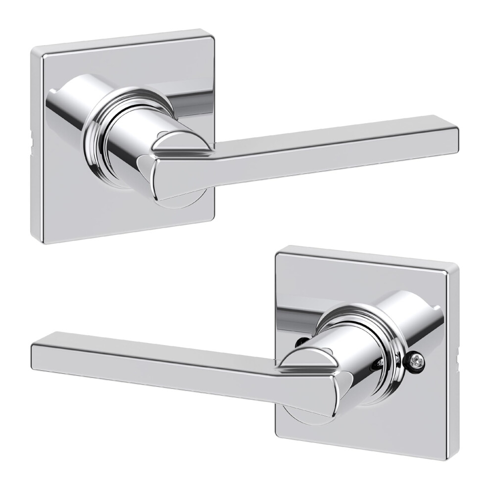 Kwikset Casey Interior Passage Door Handle Lever For Closet And Hallway Doors Reversible Non-Locking Handle Lever Polished Chrome 883351809009