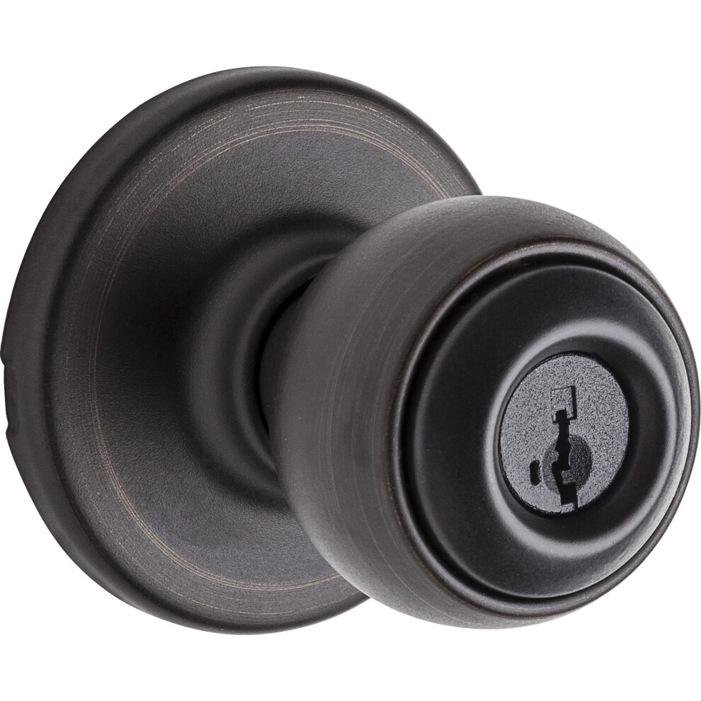 Photos - Door Handle Kwikset Polo Entry Door Knob with Lock and Key Secure Keyed Handle Exterior Doorknob Front Entrance and Bedroom Venetian Bro