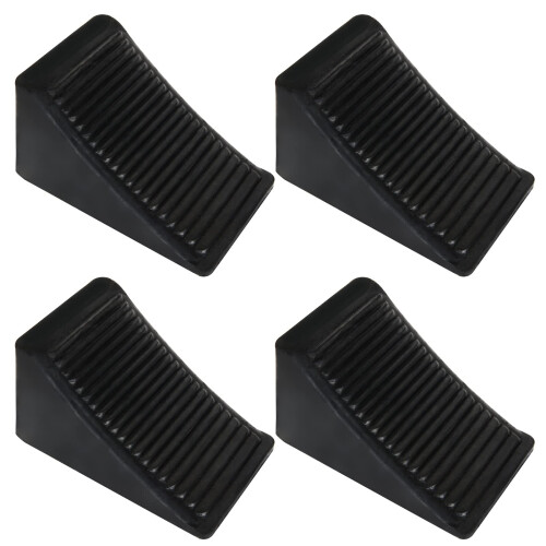 CertBuy 4 Pack Rubber Wheel Chock for Travel Trailers  Black Heavy Dut