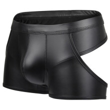 (S) Men Sexy Thong Faux Leather Lingerie Briefs Underwear