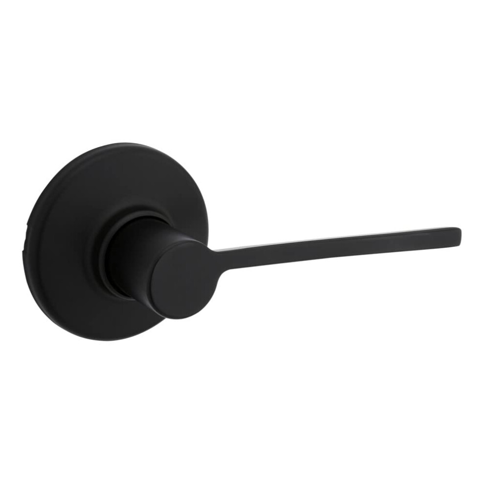 Kwikset Ladera Interior Passage Door Handle Lever For Closet And Hallway Doors Reversible Non-Locking Handle Lever Matte Black 883351796033