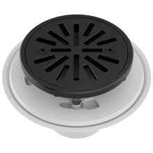 Desagüe de Chuveiro Redondo Delta 4 Polegadas Preto, Kit de Desagüe, Acabamento Preto Fosco