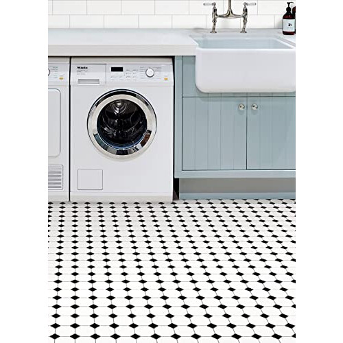 FloorPops Hudson Αυτοκόλλητα Πλακάκια Δαπέδου, Μαύρα 1