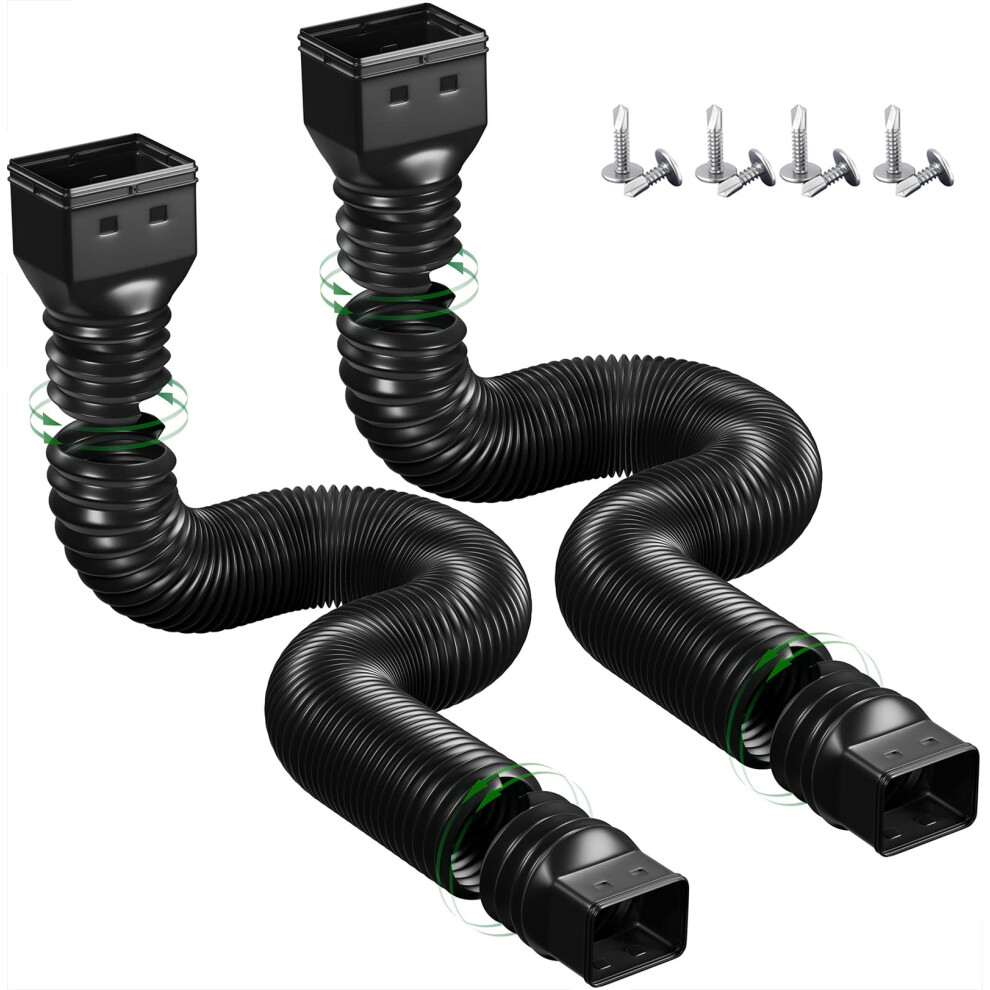 YOTODY Lot de 2 rallonges de goutti   re de pluie flexibles, rallonge de bec de descente extensible de 21     60 pouces, vis incluses, noir