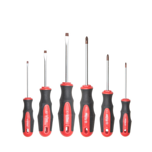 6PCS Magnetic Tip Screwdriver Set  3 Phillips and 3 Flat  Red Tip | Re