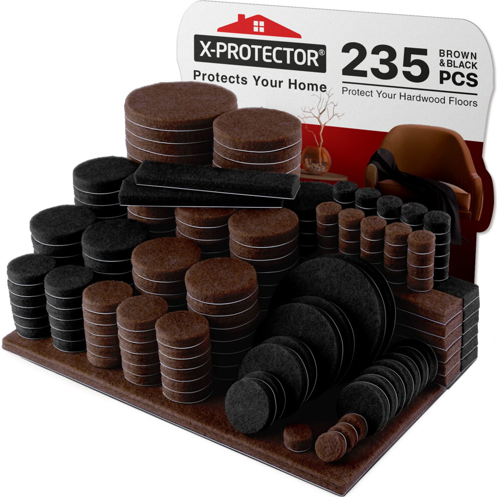 X-Protector 235 Pcs Felt Furniture Pads & Huge Quantity Of Brown/Black