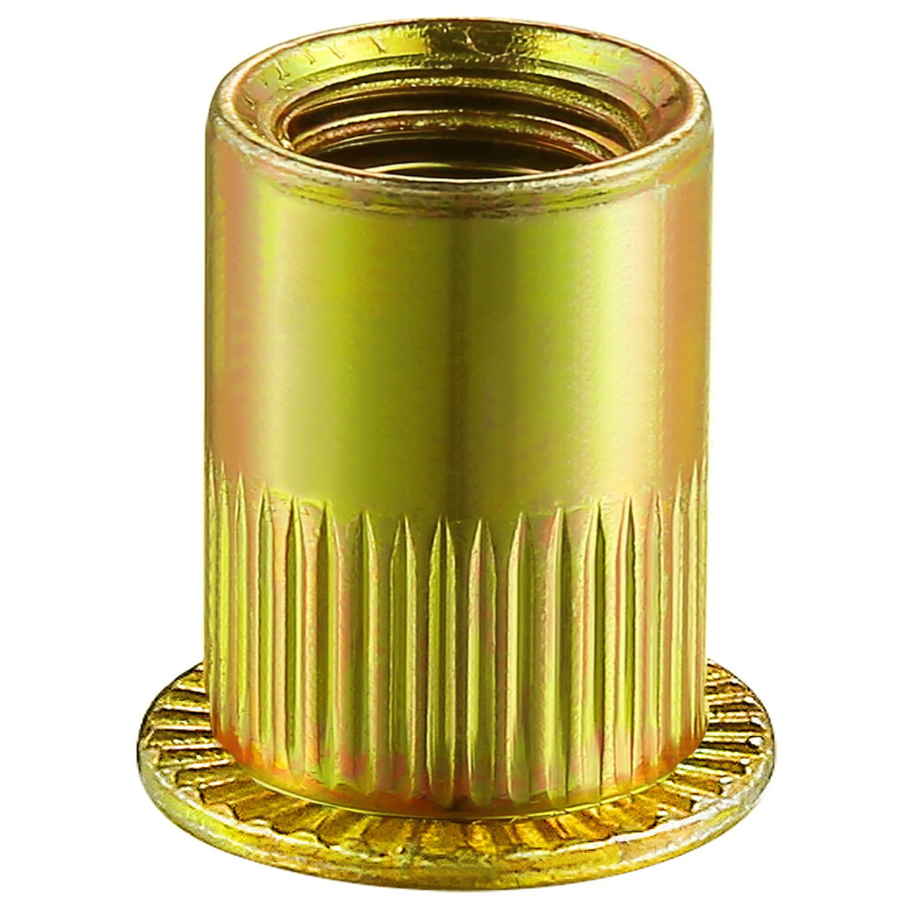 Wensilon Rivet Nut 8-32UNC 200Pcs Yellow Zinc Plated Finish Flat Head Rivnut Threaded Insert Nut Knurled Body-image-OPC-PFY7ZFJ-NEW
