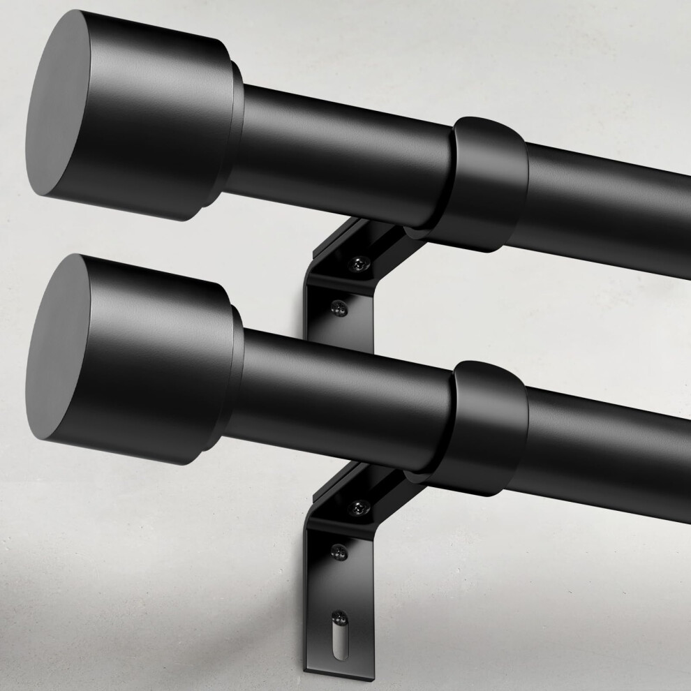 GEEBOBO 2 Pack Black Curtain Rods for Windows 48 to 84 Inch  1 Inch Adjustable Heavy Duty Easy Install Curtain Rods Set for Outd-image-OPC-PFSB87Z-NEW