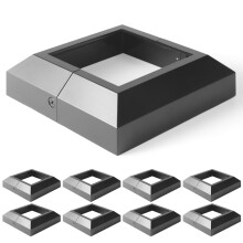 Wocepu - 8 cubiertas de aluminio para base de poste de terraza (4 x 4 pulgadas, medidas reales: 4 x 4 pulgadas), para barandillas, escaleras, pat