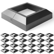 Wocepu - 24 cubiertas de aluminio para base de poste de terraza (4 x 4 pulgadas, tama   o real: 4 x 4 pulgadas), para barandillas de terraza, escal