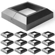 Wocepu - 12 cubiertas de aluminio para base de poste de terraza (10 x 10 cm, tama   o real: 10 x 10 cm) para barandillas, escaleras, patios y porch