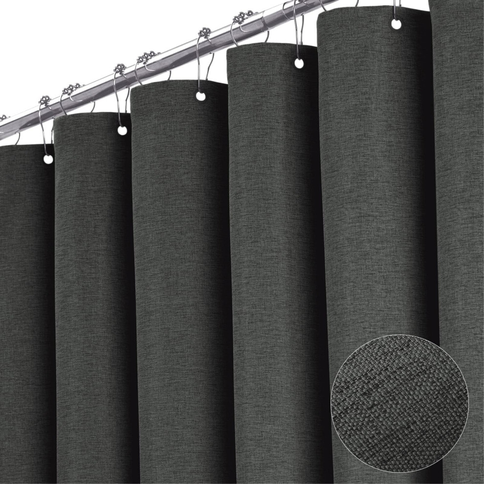 Rideau de douche BTTN 60 pouces en tissu pour cabine de douche     Ensemble de rideaux de douche robustes en lin avec 10 crochets en plastique     Ri