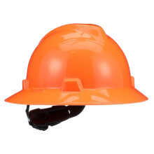 MSA 10021292 V-Gard-Schutzhelm mit voller Krempe und Fas-Trac III-Ratschenaufhngung, Polyethylenschale, hervorragender Aufprallschutz, selbsteinstel