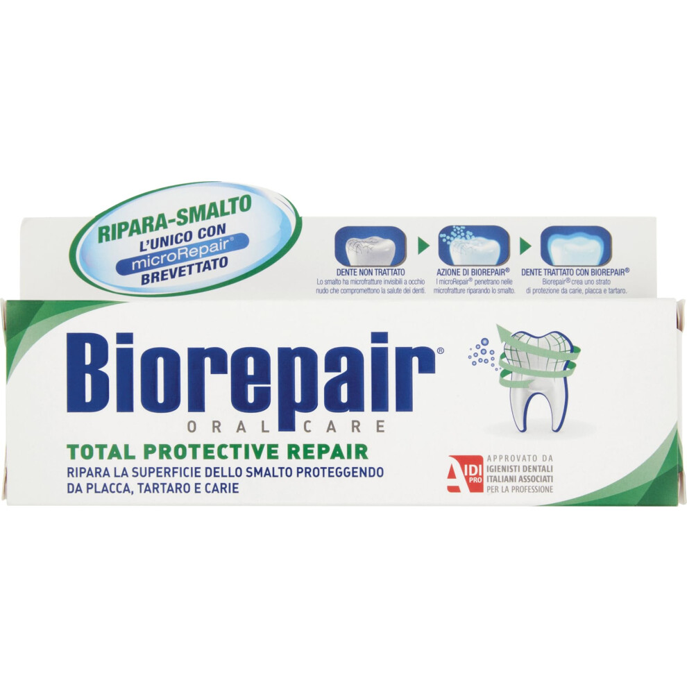 Bioriparazione Biorepair:""Total Protective Repair"" Toothpaste With Microrepair New Formula - 2.5 Fluid Ounce (75Ml) Tube [ Italian Import ]