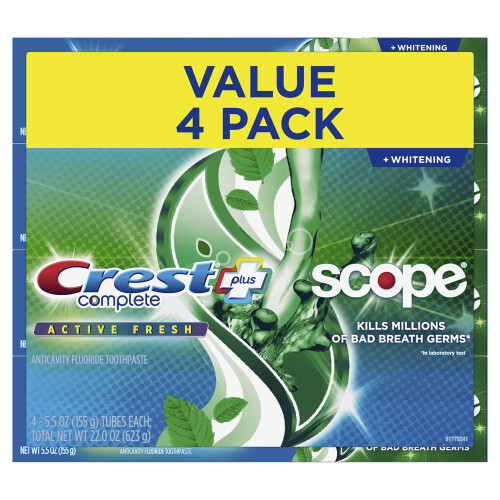 crest complete Active Fresh  Whitening Toothpaste  5.5oz (Pack of 4)