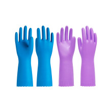 PACIFIC PPE 2 Pares de Luvas de Limpeza para Lavar Louça sem Látex, Forradas em Algodão (Roxo+Azul, Pequeno)