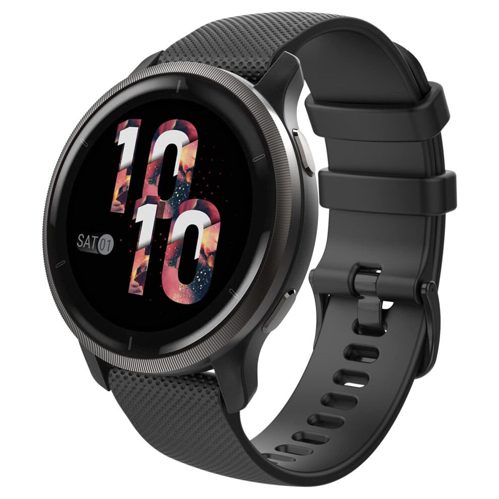 Moko Cinturino Per Orologio Compatibile Con Garmin Vivoactive 4S/Venu 4 41Mm/3S/2S/Forerunner 265S/255S/255S Music/Vivomove 3S, 18 Mm Cinturino Sportivo Di Ricambio In Silicone, Nero-image