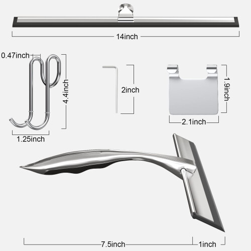 TOOVEM Squeegee de 14 Polegadas para Vidros, Janelas, Banheiro, Carro e Limpeza de Chuveiro com Gancho S 2