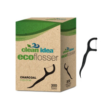Clean Idea EcoFlossers Charcoal 300ct ?kovenlige tandtr?de til voksne og b?rn Hver dag tandtr?dsvalg Nem tandtr?d Tandtr?d til t?nder Tandtr?d