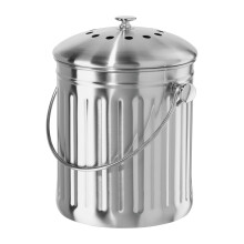 OGGI Countertop Compost Bin with Lid1 Gallon Indoor Compost Bin w/Charcoal Filter  Stainless Steel Compost Container  Ideal Kitchen Compost Pail  Eco