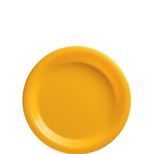 Yellow Sunshine Round Disposable Plastic Plates - 7"" (Pack Of 50) - Sturdy Dinnerware For Parties Events & Everyday Use
