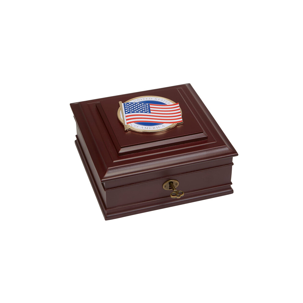 Bo   te de bureau avec m   daillon du drapeau am   ricain Allied Frame