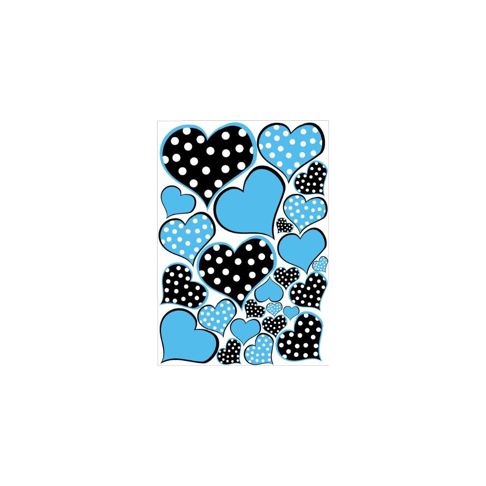 And Polka Dot Heart Wall Decals Stickers Blue/Black Modificaciones De Calcoman As