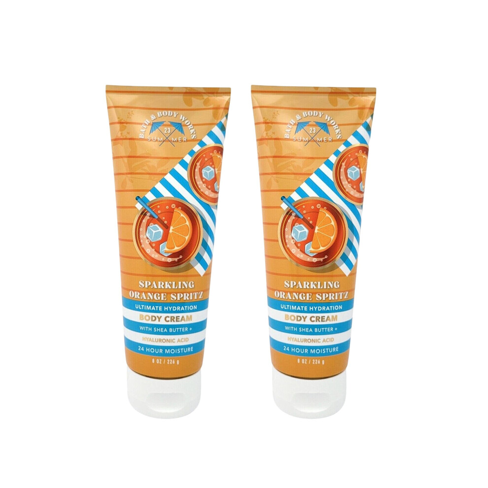 En Los Trabajos Cream/Orange Bath & Body Works Ultimate Hydration Body Sparkling Spritz, 8 Ounce Pack Of 2