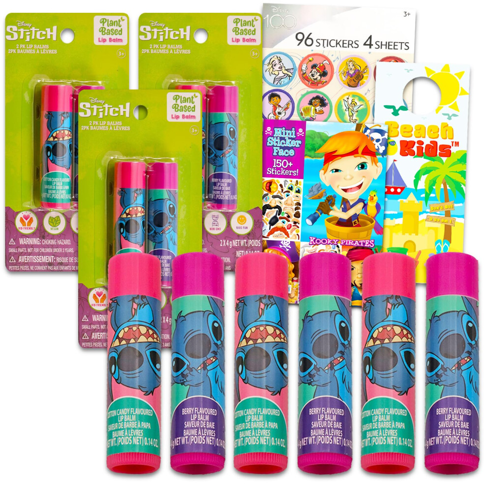 Lilo And Stitch Stitch Lip Balm Tube Bundle For Girls 6 Pack Of Stitch Lip Balm In Assorted Flavors Plus Stickers More Stitch Party Favors
