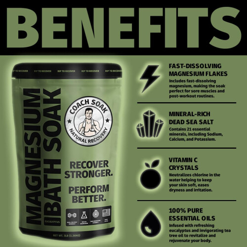 Coach Soak Recovery Bath Soak og Magnesium Lotion med MSM Eucalyptus Tea Tree Bundle (Eucalyptus) 1