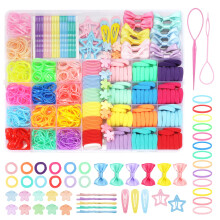 940 stk. Bomuld h?rtilbeh?r s?t med sl?jfeclips Gummib?nd Elastiske holdere og organiseringsboks til piger og sm?b?rn