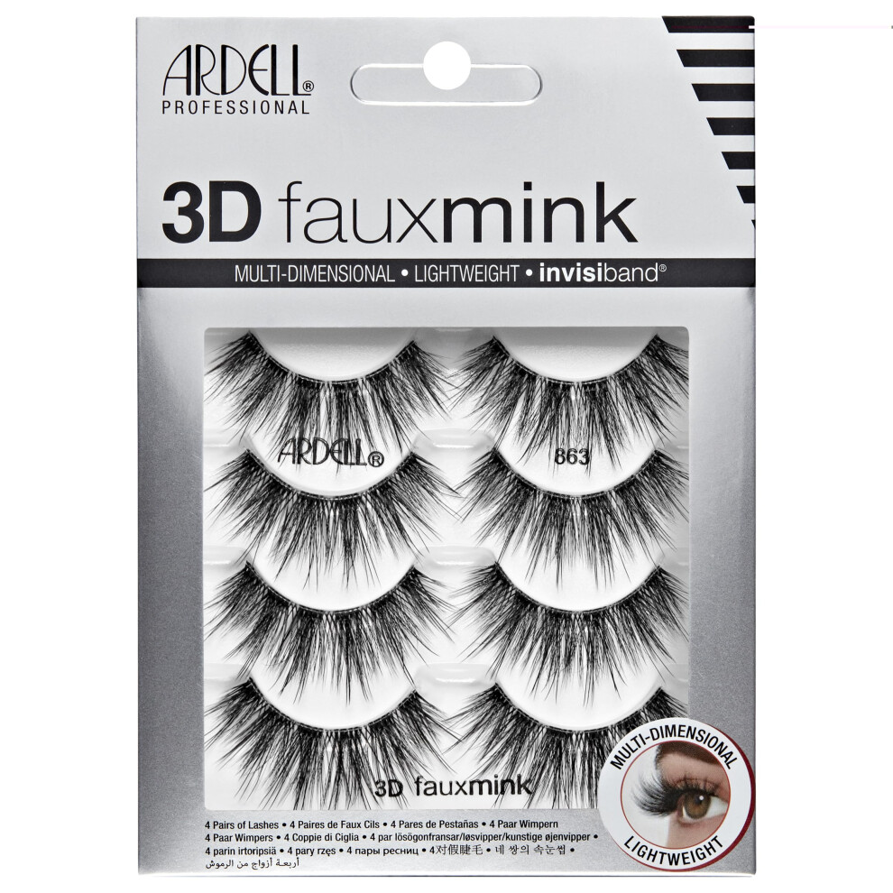 Ardell 3D Faux Mink Wispy Lashes  863  False Eyelashes  Natural Look Lash Strips  4 pairs