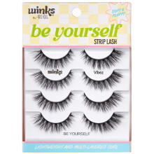 Ardell Winks Be Yourself Lashes Krftige und ausdrucksstarke schwarze Streifenwimpern im Vibez-Stil, dramatischer Look, knstliche Wimpern, 4er-Pac