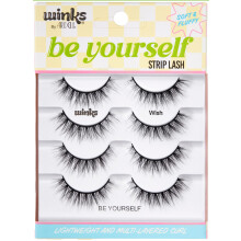 Ardell Winks Be Yourself Lashes - Wish Style, Black Strip Lashes for Dramatic Doll Eye Effect, Full Volume, Natural Look False Eyelashes, 4-Pack